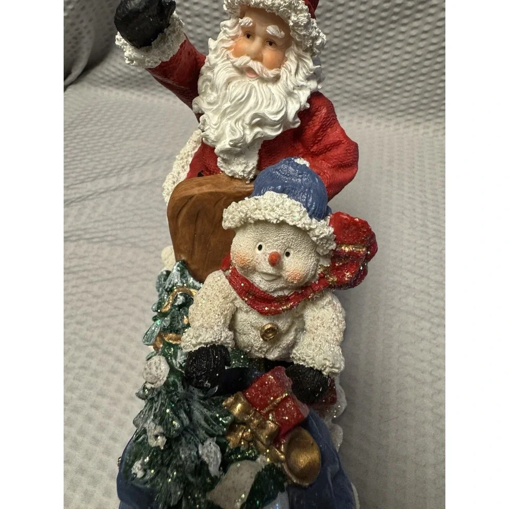 Vintage Santas Collection #99990 Santa and 2 Snowmen on a Sleigh Resin EUC